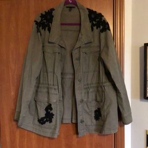 Green denim coat